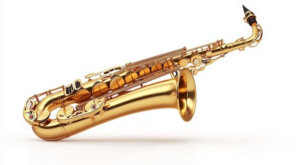 Fototapeta premium 3D Cartoon Icon of a Golden Saxophone with Detailed Keys and Curved Shape