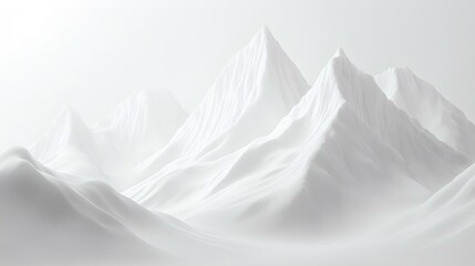 Fototapeta premium Stunning minimalist white snow-capped mountains under soft light, creating a serene and tranquil atmosphere in a dreamlike landscape.