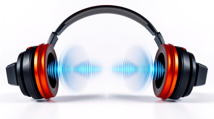 High-Quality Headphones with sound waves. The headphones have a modern and sleek design, perfect for music lovers