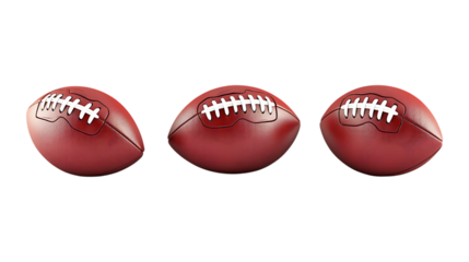 Different American Football Set of Three Different Poses on Transparent Background for Sports Branding, Team Logos, or Event Marketing