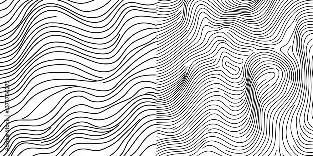 Poster abstract wavy lines create a dynamic visual contrast in black and white design