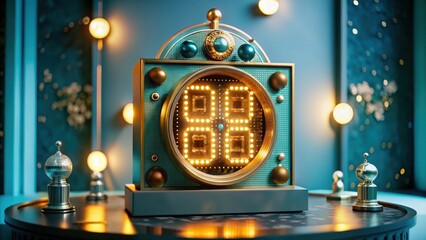 Futuristic countdown clock in high fidelity setting for timely event or presentation design with copy space