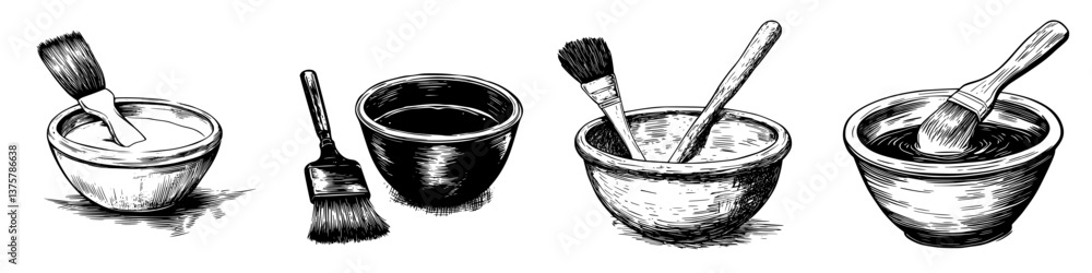 Poster artistic tools and materials arranged on a surface for creative painting projects in a studio settin