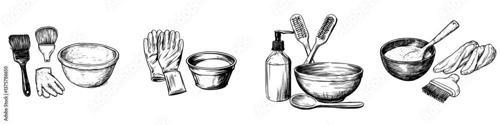 Poster creative process of mixing ingredients with various tools in artistic setup for unique project
