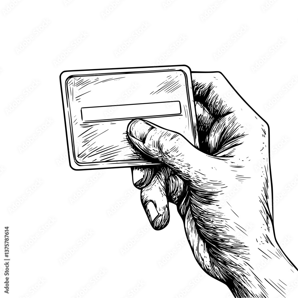 Aufkleber hand holding a blank card in a minimalist style emphasizing gesture and texture in monochrome