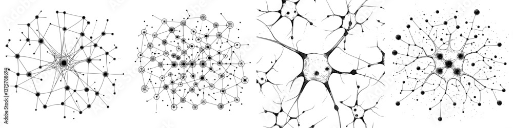 Poster intricate network designs showcase abstract representations of interconnected neurons and pathways