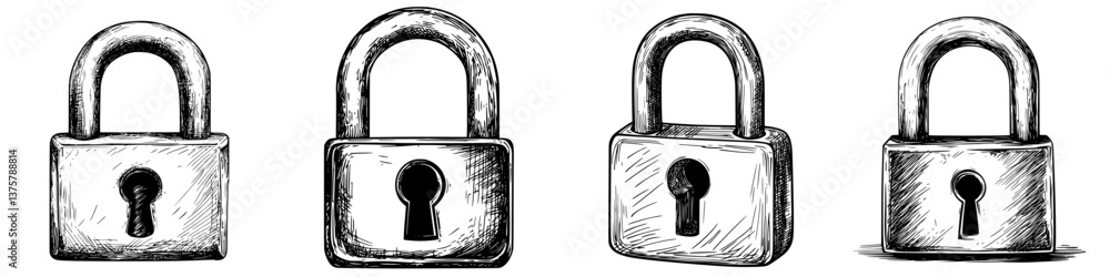 Poster various styles of locks displayed showcasing different designs in a clear layout