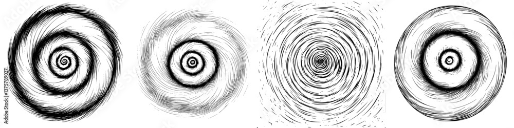 Poster swirling patterns in black and white create mesmerizing designs in a contemporary artistic display