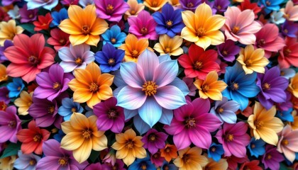 Fototapeta premium An AI algorithm was used to create a stunning generative artwork showcasing a myriad of colorful flowers, each petal carefully designed and vibrant in hue.