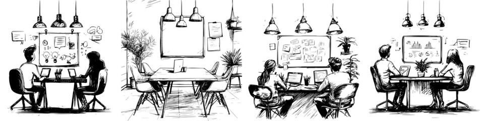 Creative brainstorming session in a modern workspace showcasing collaboration and innovative ideas at midday