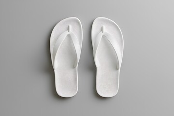 Closeup of White FlipFlops on Gray Background Showing Texture Detail