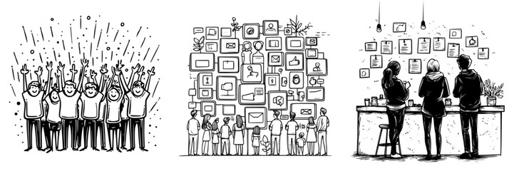 Crowd celebrates creativity and connection at a community event in a lively atmosphere, with engaging displays and interactions