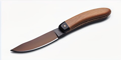 Fototapeta premium sharp kitchen knife featuring a sleek wooden handle with ergonomic design and premium steel blade
