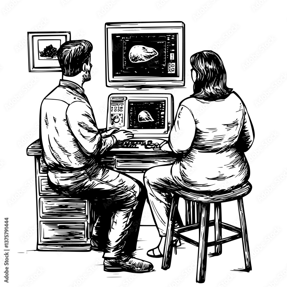 Poster two people working together on computer graphics tasks in a cozy workspace during daylight hours