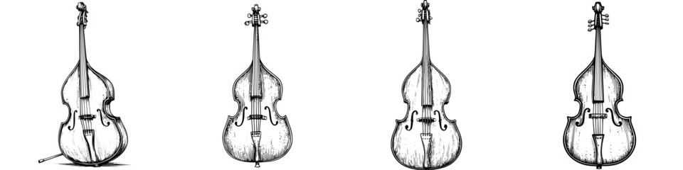 Fototapeta premium Various views of a vintage string instrument showcasing its elegant design and craftsmanship