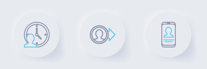 Set line Mobile with resume, Create account screen and Time Management icon. Vector