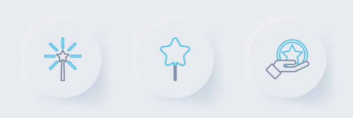 Set line USA Independence day, Balloon and Firework icon. Vector