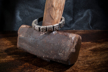 Viking Bracelet on Thor's Hammer