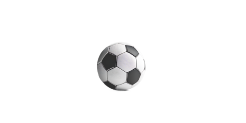 Isolated soccer ball with black and white panels floating in the darkness of an empty background