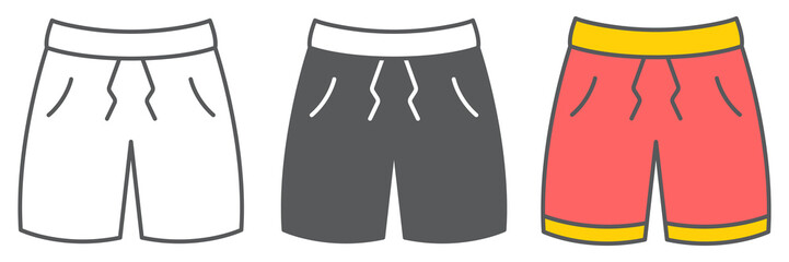 Swimming trunks icon collection, summer and beach, swimming shorts vector icon set, vector graphics, editable stroke outline sign, eps 10 © amin268