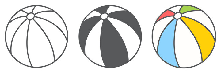 Beach ball icon collection, toy and tourism, beachball vector icon set, vector graphics, editable stroke outline sign, eps 10.