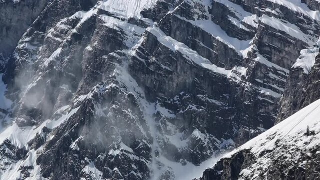 Avalanche in the Bavarian mountains, Germany