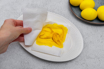 How to make a chick from eggs for Easter decor. Handmade decoration Easter egg chick. Step by step instructions. Children DIY concept. Step 6