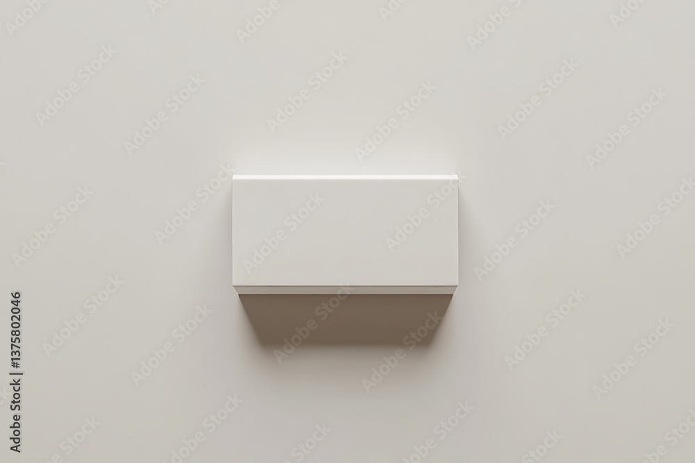 Poster minimalist rectangle box showcase on neutral background with subtle shadowing