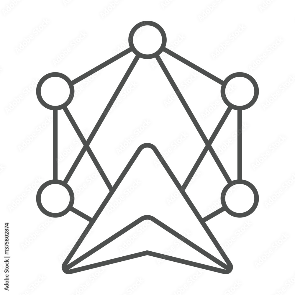 Poster transfer cycles and navigation cursor thin line icon, neural dataset concept. vector graphics. block