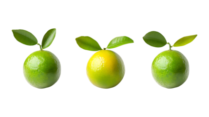 Calamansi Fruit Set of Three Different Poses on Transparent Background for Citrus Branding, Fruit Marketing, or Tropical Food Promotion