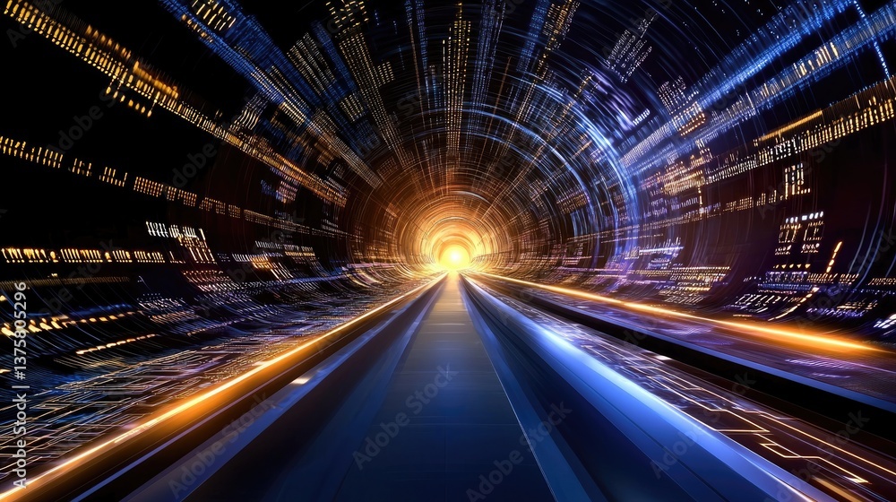 Aufkleber abstract big data technology scene, futuristic network and digital interface