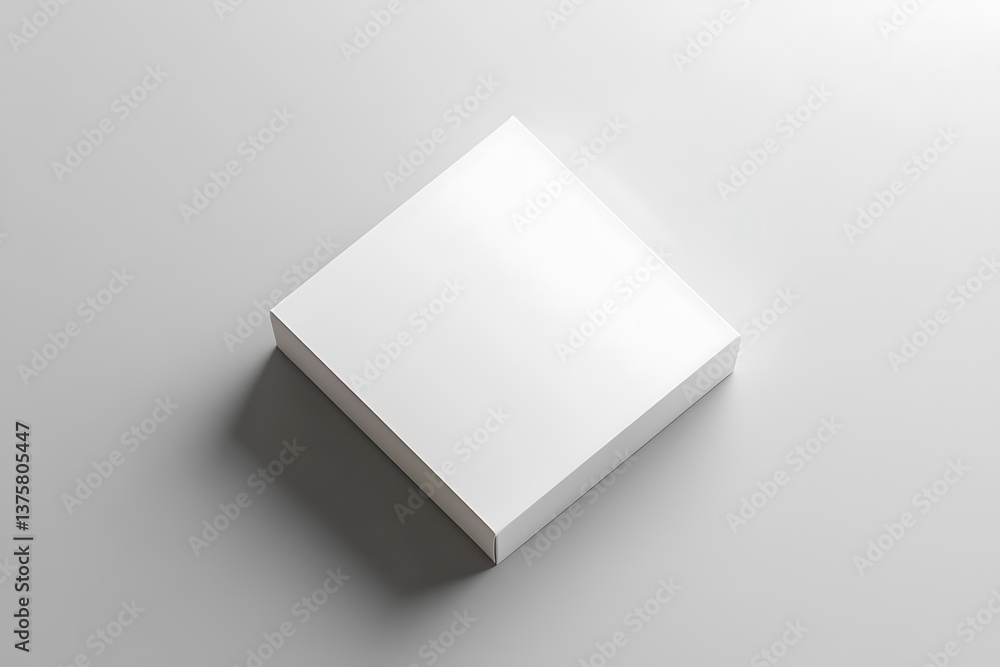 Aufkleber minimalist white cube box on light gray background with subtle shadows isolated