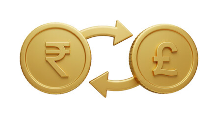 Isolated Rupee and Pound Currency Exchange with Arrows
