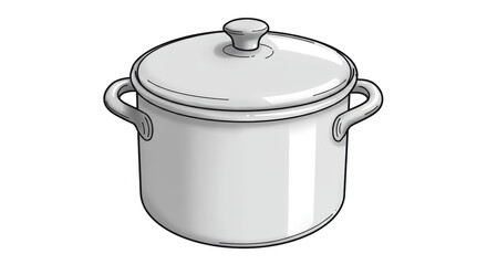 Isolated Simple Gray Cooking Pot with Lid