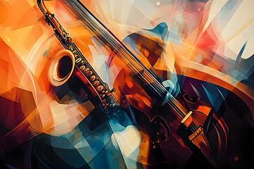 Ai generated illustration abstract International world jazz day poster design