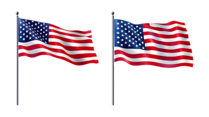 Pack of American Flag set Against Transparent Background for Patriotic Branding, National Promotion, or Event Design Projects