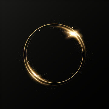 Month made of gold particles.shining sparkles.Frame.Vector image of a golden sparkling circle of stardust.