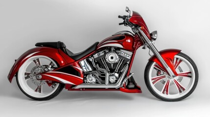 Fototapeta premium Custom Red Motorcycle with Unique Design and Sleek Finish