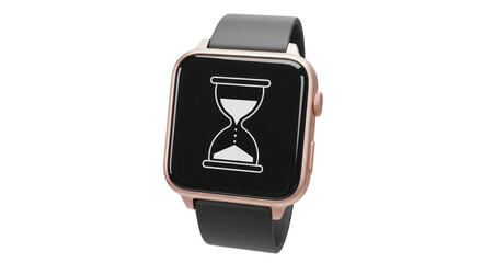 Isolated Smartwatch with Hourglass Timer on Display