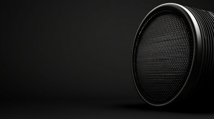 Black Circular Speaker on Dark Background for Music and Sound Design