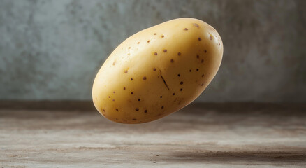 batata flutuando no ar, capturada de uma visão angular, perfeita para promoções de alimentos 