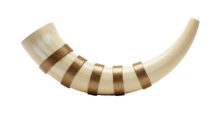 Isolated Ancient Horn with Metal Bands Symbolizing Strength Communication