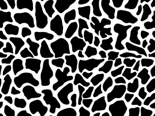 Hand drawn giraffe pattern background with black, Animal skin print, Seamless illustration
