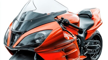 Sleek Orange Sport Motorcycle with Modern Design and Windscreen
