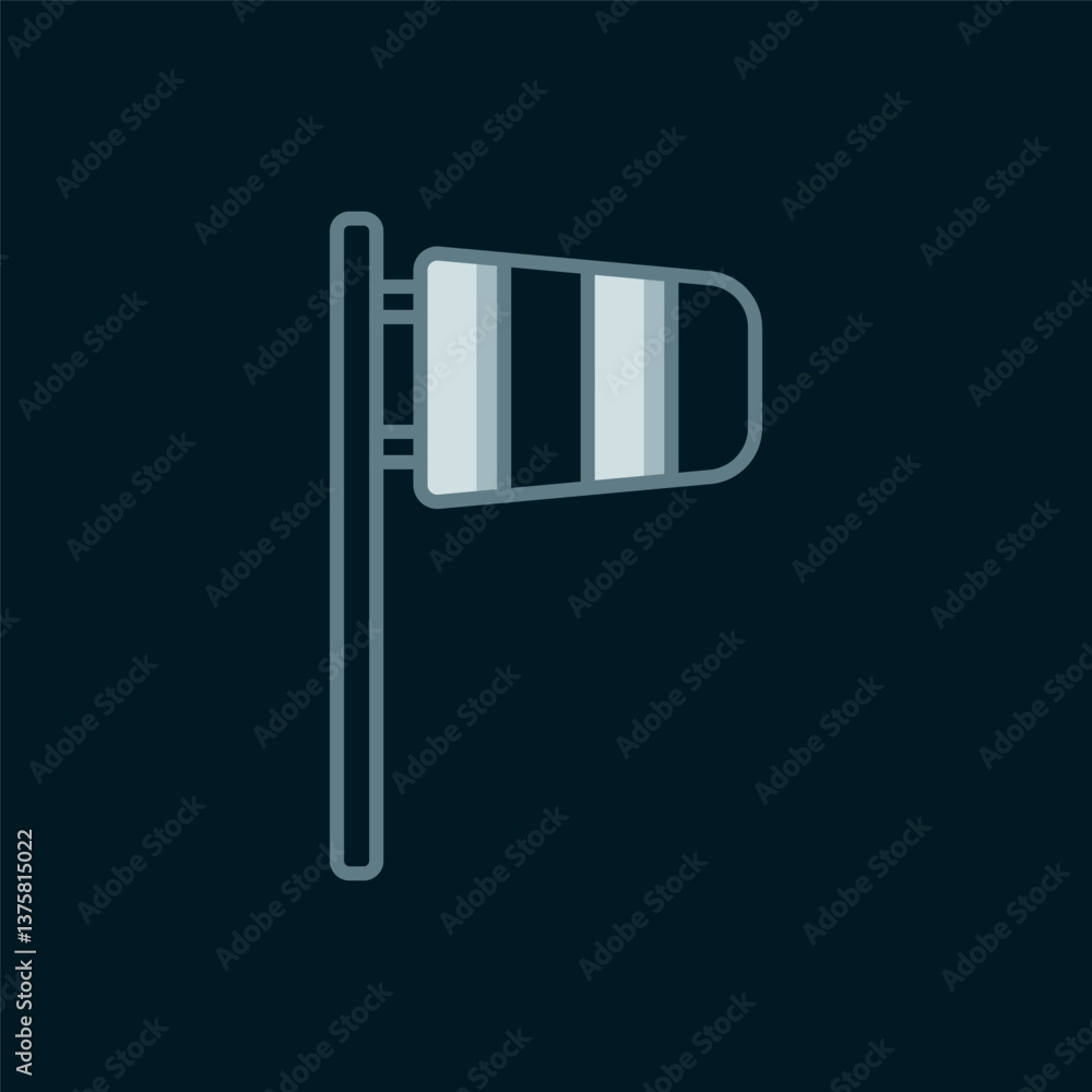 Aufkleber line cone meteorology windsock wind vane icon isolated on black background. windsock indicate the di