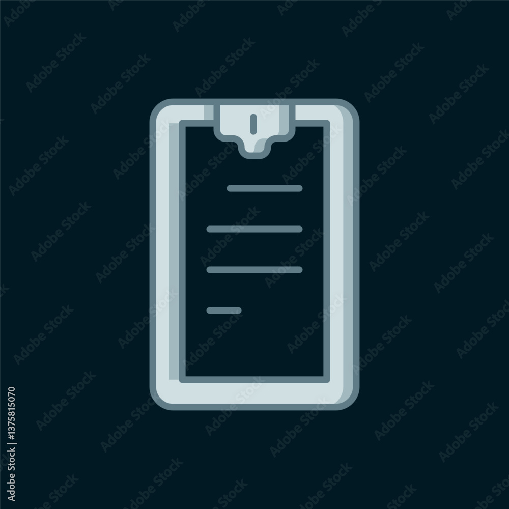 Poster line clipboard with checklist icon isolated on black background. control list symbol. survey poll or