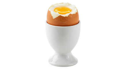 Isolated Soft Boiled Egg in White Egg Cup