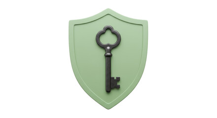 Isolated Key on Shield Symbol of Security and Protection