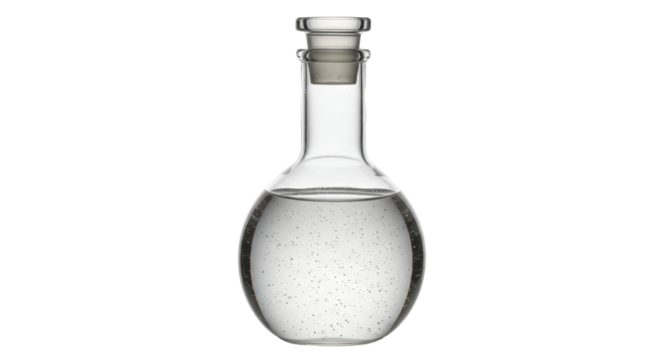 Isolated Round Bottom Flask with Clear Liquid