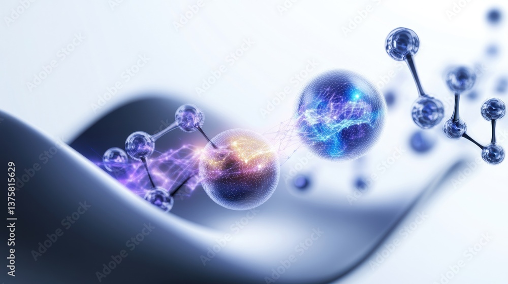 Poster abstract representation of molecular structure and energy flow dynamics
